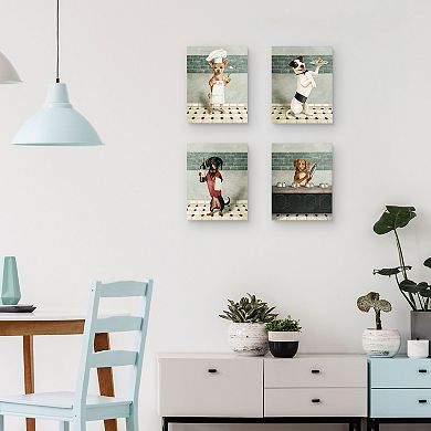 Masterpiece Fine Dining Doggies I - IV by Studio Arts Canvas Wall Art