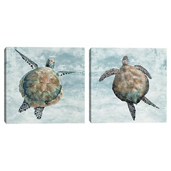 Masterpiece Marine Turtles I & II by Studio Arts Canvas Wall Art