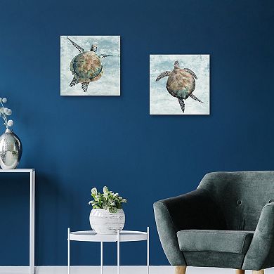 Masterpiece Marine Turtles I & II by Studio Arts Canvas Wall Art