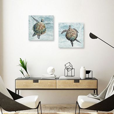 Masterpiece Marine Turtles I & II by Studio Arts Canvas Wall Art