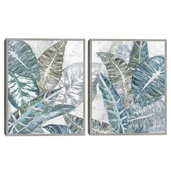 Masterpiece Coastal Floral in Blue I & II by Studio Arts Framed Wall Art