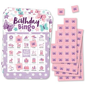 Big Dot Of Happiness Beautiful Butterfly Cards/markers Birthday Party Shaped Bingo Game 18 ct