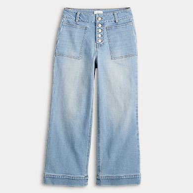Women's Fourth + Bay Denim Square Pocket Button Front Pants