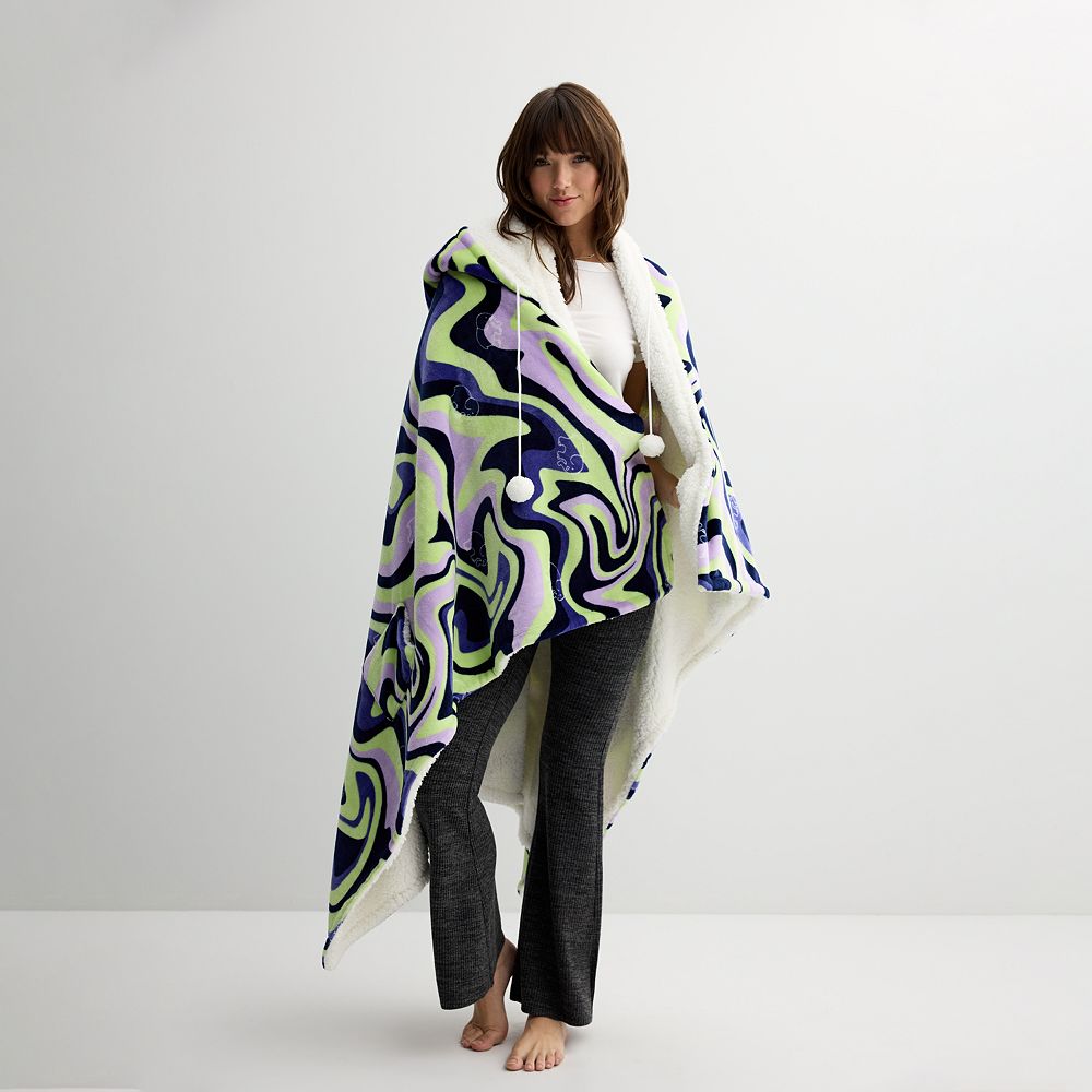IVORY ELLA Arctic Swirl Sherpa Hooded Blanket
