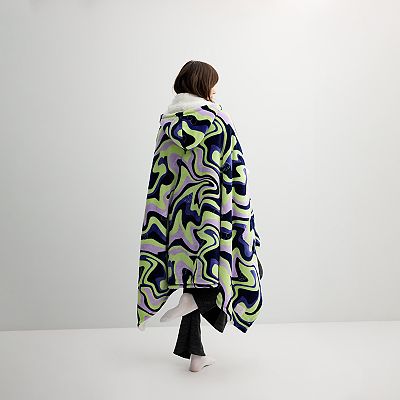 IVORY ELLA Arctic Swirl Sherpa Hooded Blanket