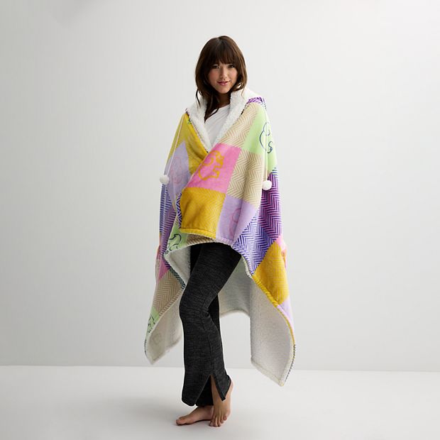 IVORY ELLA Aurora Plaid Sherpa Hooded Blanket