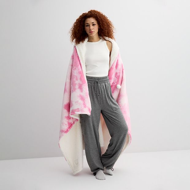 IVORY ELLA Stellar Pink Tie Dye Sherpa Hooded Blanket