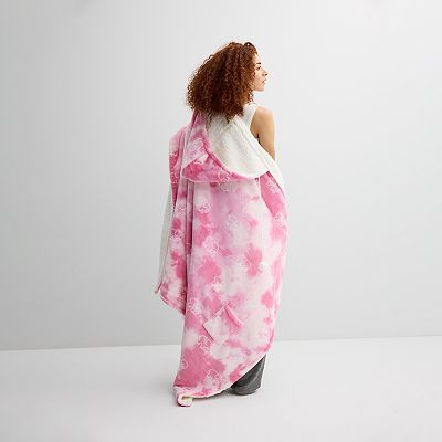 IVORY ELLA Stellar Pink Tie Dye Sherpa Hooded Blanket