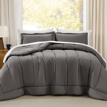 Brooklyn Loom Oversized Cotton Percale White 3 pc Comforter Set