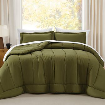 Brooklyn Loom Oversized Cotton Percale White 3 pc Comforter Set