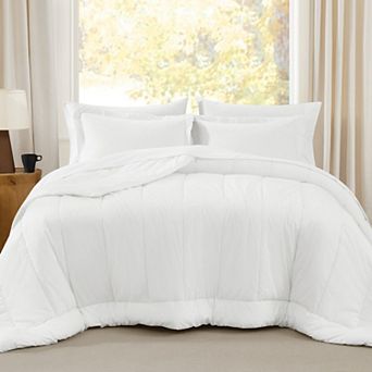 Brooklyn Loom Oversized Cotton Percale White 3 pc Comforter Set
