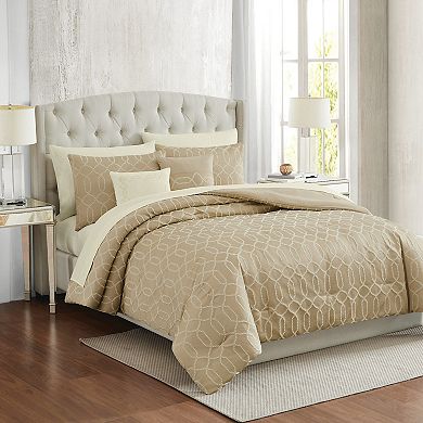 5th Avenue Lux Victoria Geo Gold 9 Piece Queen Comforter Set