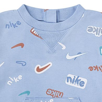 Newborn Baby Boys Nike Patterned Short Sleeve Coverall