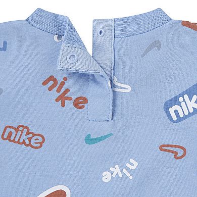 Newborn Baby Boys Nike Patterned Short Sleeve Coverall