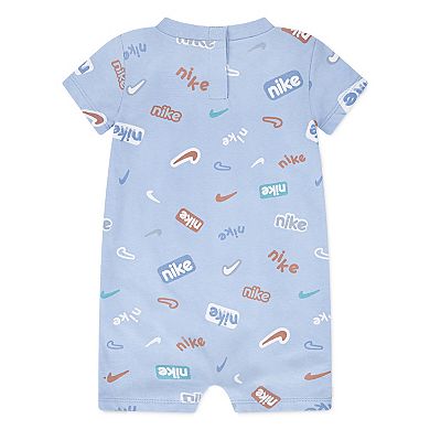 Newborn Baby Boys Nike Patterned Short Sleeve Coverall