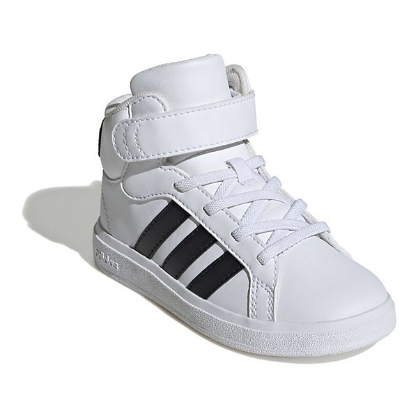 adidas Grand Court Girls Mid Sportswear Tennis Shoes - White Black White (13)