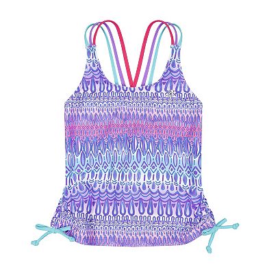 Girls 4-16 ZeroXposur Waka Waka Triple Strap Tankini with Shorts 3-Piece Swim Set