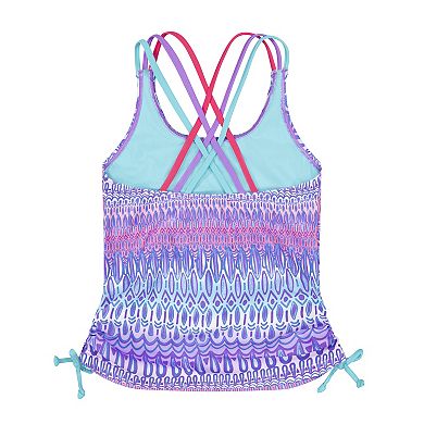 Girls 4-16 ZeroXposur Waka Waka Triple Strap Tankini with Shorts 3-Piece Swim Set