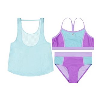 Girls 4-16 ZeroXposur Metallic Color-Block Bikini with Tank Top 2 pc Swim Set