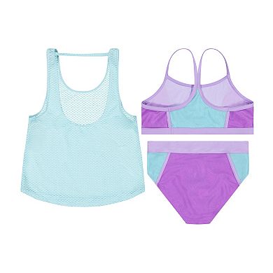 Girls 4-16 ZeroXposur Metallic Color-Block Bikini with Tank Top 2-Piece Swim Set