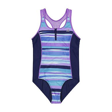Girls 4-16 ZeroXposur Terrace Zip Front 1-Piece with Shorts 2-Piece Swim Set