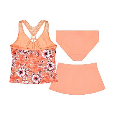 Girls 4-16 ZeroXposur Bula Bula O-Ring Tankini with Skirt 3-Piece Swim Set