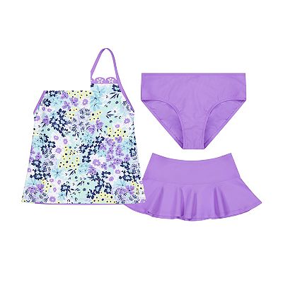 Girls 4-16 ZeroXposur Savanna Scallop Lasercut Tankini Set with