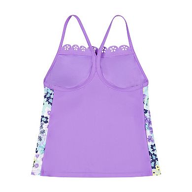 Girls 4-16 ZeroXposur Savanna Scallop Lasercut Tankini Set with Skirt 3-Piece Swim Set