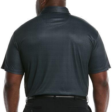 Big & Tall Grand Slam Printed Plaid Short Sleeve Golf Polo Shirt