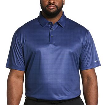 Big & Tall Grand Slam Printed Plaid Short Sleeve Golf Polo Shirt