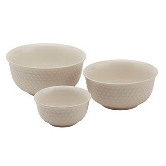 Tabletops Gallery 3 pc Embossed White Bowl Set
