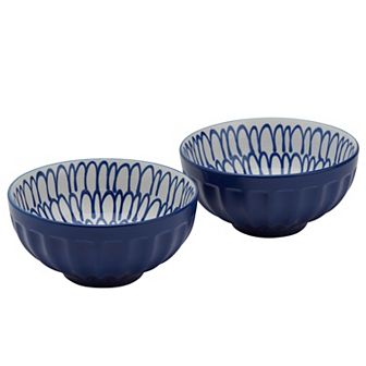 Tabletops Gallery 2 pc Cobalt Cafe Ramen Noodle Bowl Set