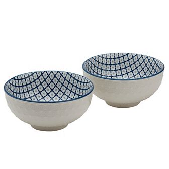 Tabletops Gallery 2 pc Diamond Blue Noodle Bowl Set