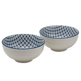 Tabletops Gallery 2 pc Diamond Blue Noodle Bowl Set