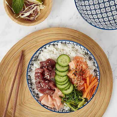 Tabletops Gallery 2-pc. Diamond Blue Noodle Bowl Set