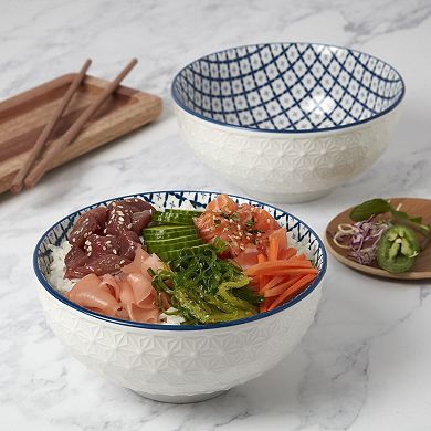 Tabletops Gallery 2-pc. Diamond Blue Noodle Bowl Set