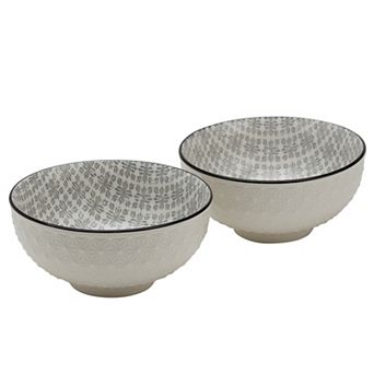 Tabletops Gallery 2 pc Diamond Gray Noodle Bowl Set