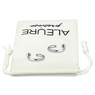 Aleure Precioso Sterling Silver 20 mm Twisted C-Hoop Earrings