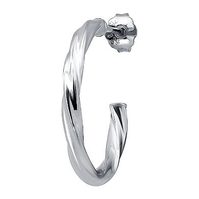 Aleure Precioso Sterling Silver 20 mm Twisted C-Hoop Earrings