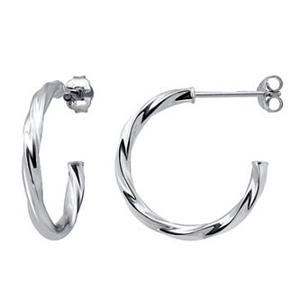 Aleure Precioso Sterling Silver 20 mm Twisted C-Hoop Earrings