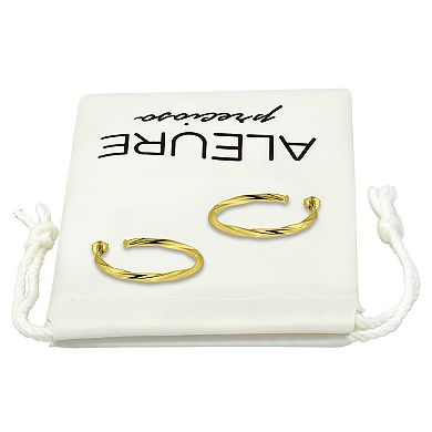 Aleure Precioso Sterling Silver 30 mm Twisted C-Hoop Earrings