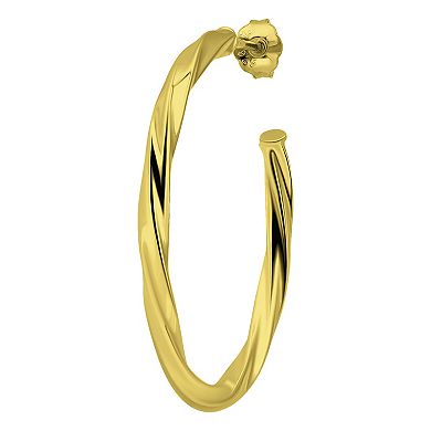 Aleure Precioso Sterling Silver 30 mm Twisted C-Hoop Earrings