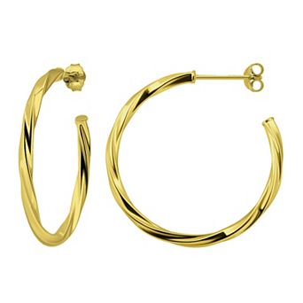 Aleure Precioso Sterling Silver 30 mm Twisted C-Hoop Earrings