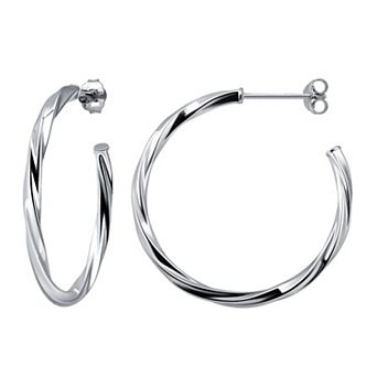 Aleure Precioso Sterling Silver 30 mm Twisted C-Hoop Earrings