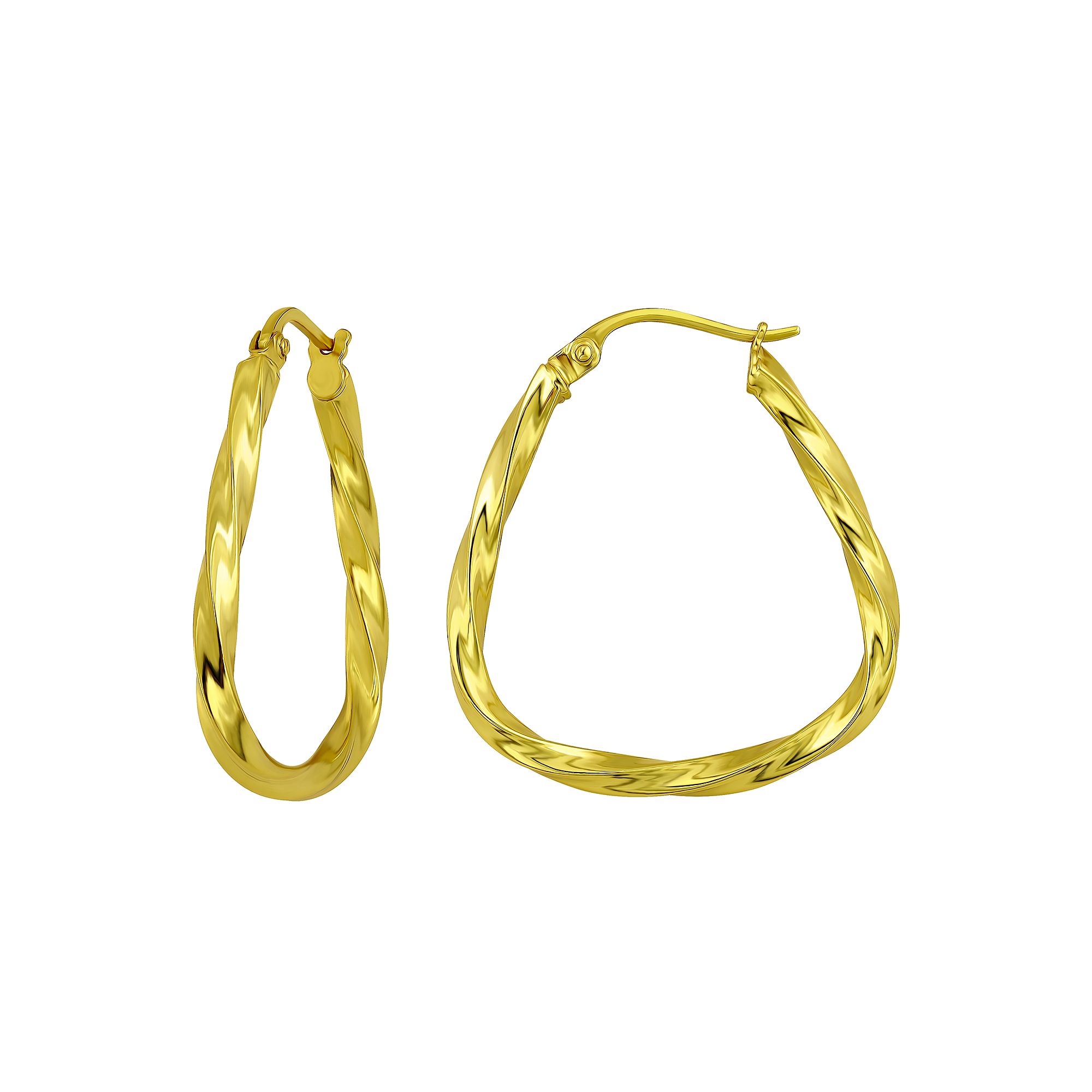 Aleure Precioso Sterling Silver 25 mm Oval Twisted Hoop Earrings, Womens, 