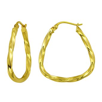 Aleure Precioso Sterling Silver 25 mm Oval Twisted Hoop Earrings