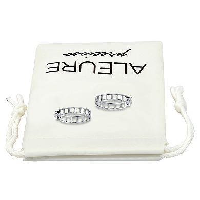 Aleure Precioso Sterling Silver Ladder Design Hoop Earrings