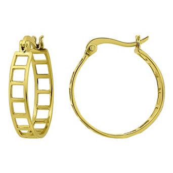 Aleure Precioso Sterling Silver Ladder Design Hoop Earrings