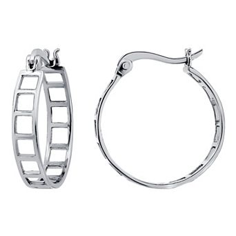Aleure Precioso Sterling Silver Ladder Design Hoop Earrings