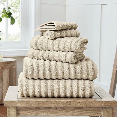 Christian Siriano NY 6-Piece Textured Zero Twist Cotton Bath Towel Set